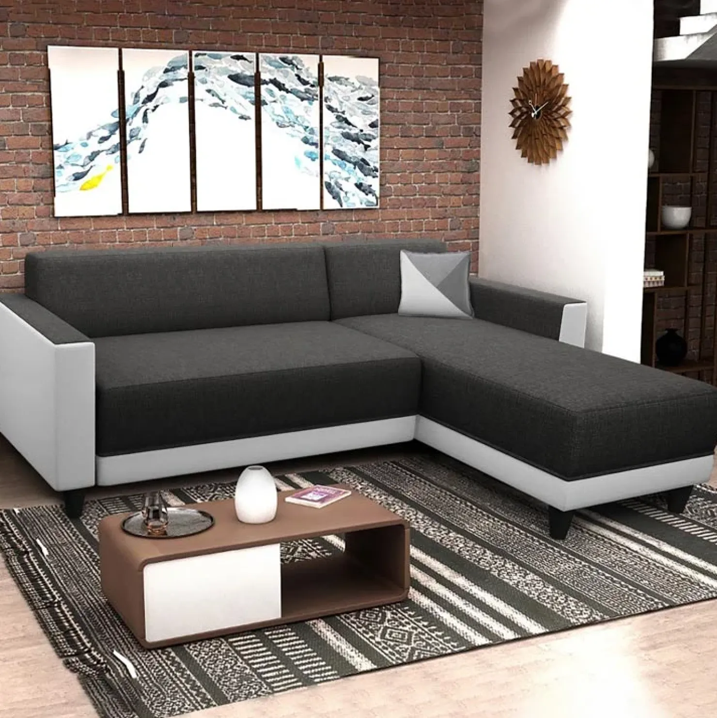 Garnero Arredamenti Divano angolare reversibile 3 posti 197cm bianco antracite Sullivan Discount