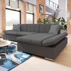 Garnero Arredamenti Divano con angolo a destra 4 posti 278x161cm grigio Artemio Best