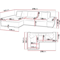 Garnero Arredamenti Divano con angolo a destra 4 posti 278x161cm grigio Artemio Best