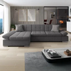 Garnero Arredamenti Divano con angolo a sinistra 4 posti 278x161cm grigio Artemio