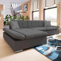 Garnero Arredamenti Divano con angolo a sinistra 4 posti 278x161cm grigio Artemio