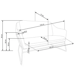 Garnero Arredamenti Divano imbottito moderno 125x83cm grigio nero Erminia 2 Online