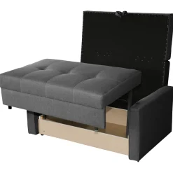 Garnero Arredamenti Divano letto 2 posti 133cm imbottito in tessuto antracite Isidore Tessuto Trama Fine Tatum Grigio Scuro Online