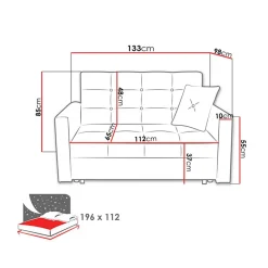 Garnero Arredamenti Divano letto 2 posti 133cm imbottito in tessuto antracite Isidore Tessuto Trama Fine Tatum Grigio Scuro Online