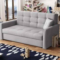 Garnero Arredamenti Divano letto 3 posti 153cm imbottito in tessuto grigio Isidore Online