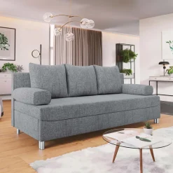 Garnero Arredamenti Divano letto 3 posti 192cm pieghevole matrimoniale grigio chiaro Titus Tessuto Lawa Grigio Best