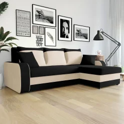 Garnero Arredamenti Divano letto 3 posti moderno 238cm nero écru Flow Microfibra Nero Beige