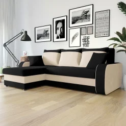 Garnero Arredamenti Divano letto 3 posti moderno 238cm nero écru Flow Microfibra Nero Beige
