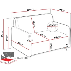 Garnero Arredamenti Divano letto 2 posti 130x103 cm con contenitore e cuscino tessuto velo panna Reposa Tessuto Velo Bianco Online