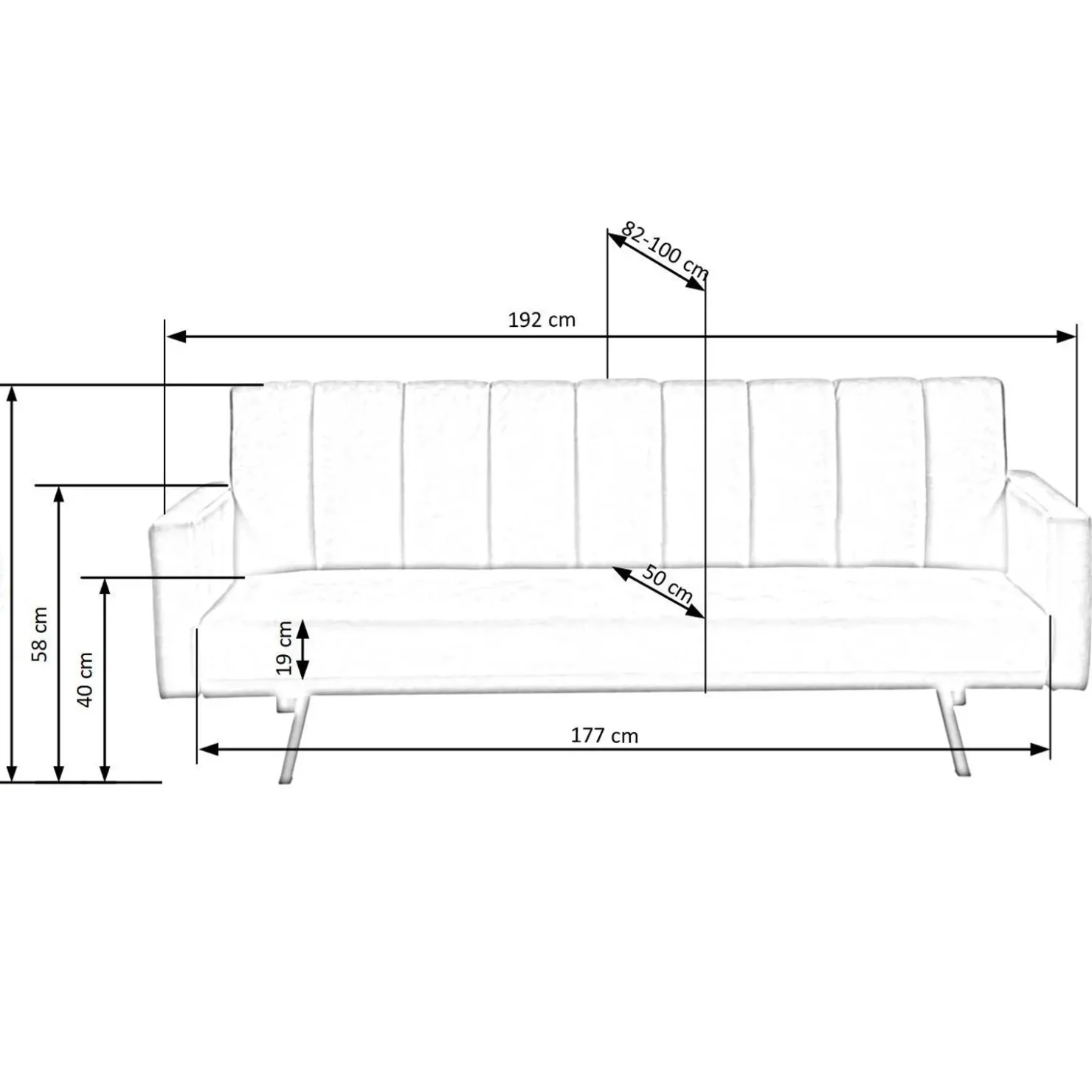 Garnero Arredamenti Divano letto 3 posti 192x82 cm velluto Nespolo Grigio scuro Sale