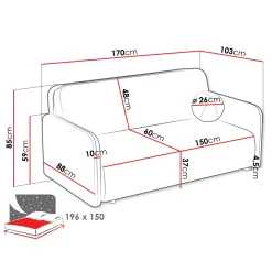 Garnero Arredamenti Divano letto 3 posti 170x103 cm con contenitore e cuscino tessuto velo panna Reposa Tessuto Velo Bianco Online