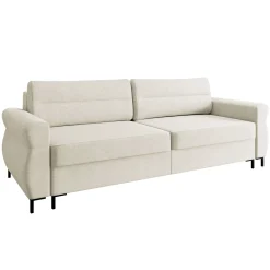 Garnero Arredamenti Divano letto 3 posti 238x95 cm con box contenitore imbottito beige chiaro nero Velissa Discount