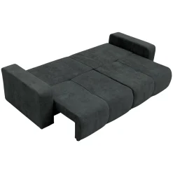 Garnero Arredamenti Divano letto 3 posti 248x90cm con contenitore in Floty Tessuto Velo Nero Sale