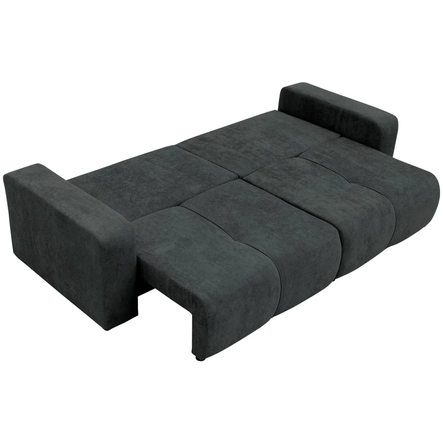 Garnero Arredamenti Divano letto 3 posti 248x90cm con contenitore in Floty Tessuto Velo Nero Sale