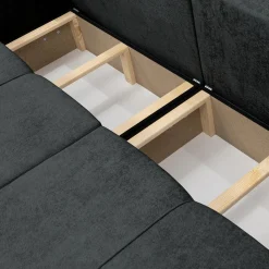 Garnero Arredamenti Divano letto 3 posti 248x90cm con contenitore in Floty Tessuto Velo Nero Sale