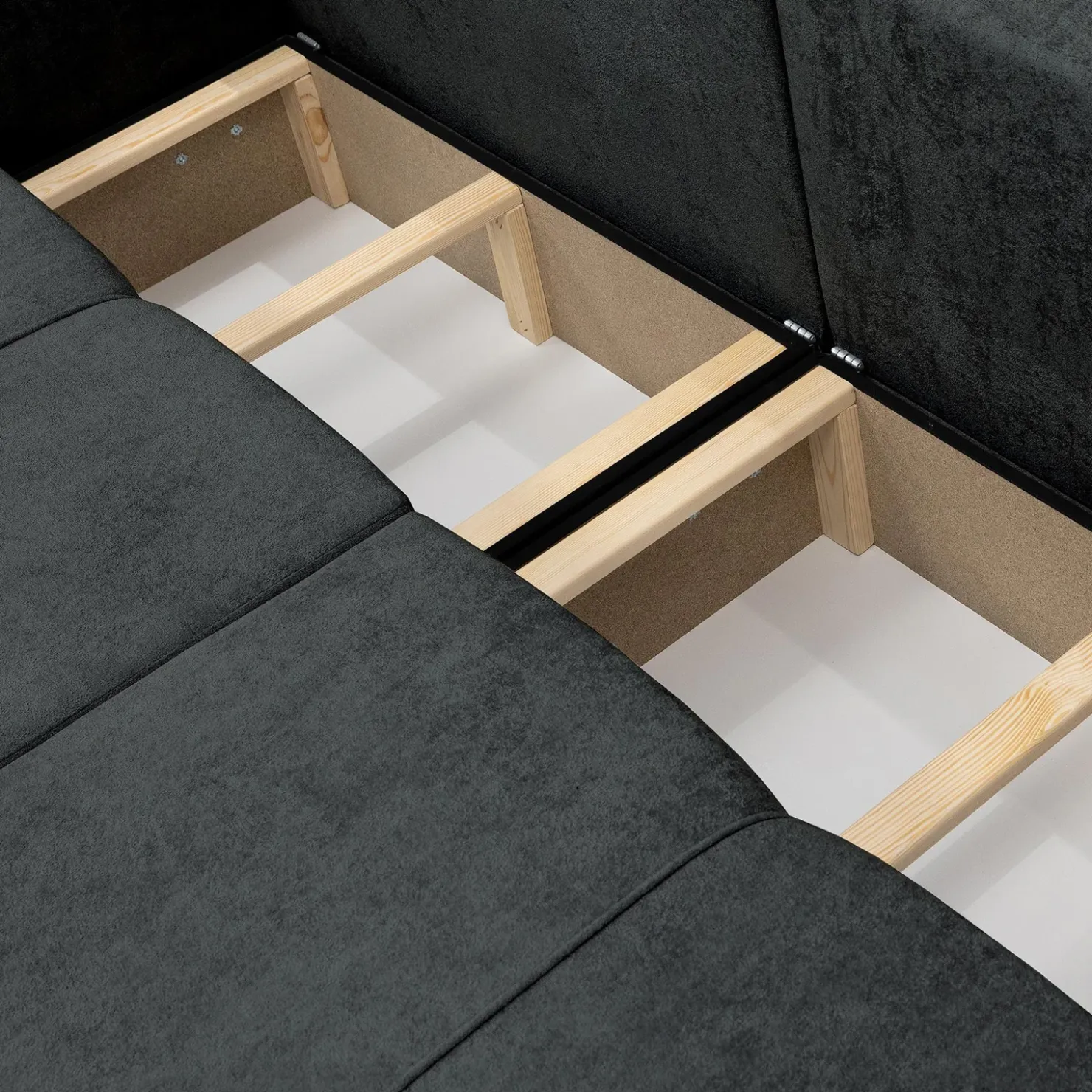 Garnero Arredamenti Divano letto 3 posti 248x90cm con contenitore in Floty Tessuto Velo Nero Sale