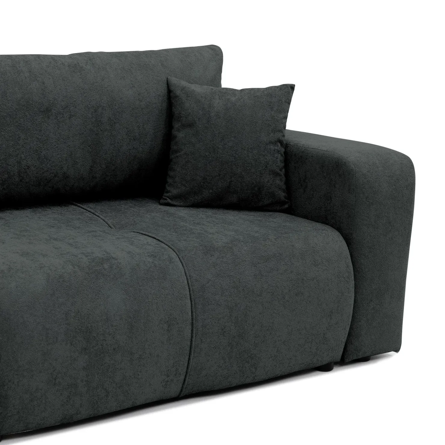 Garnero Arredamenti Divano letto 3 posti 248x90cm con contenitore in Floty Tessuto Velo Nero Sale