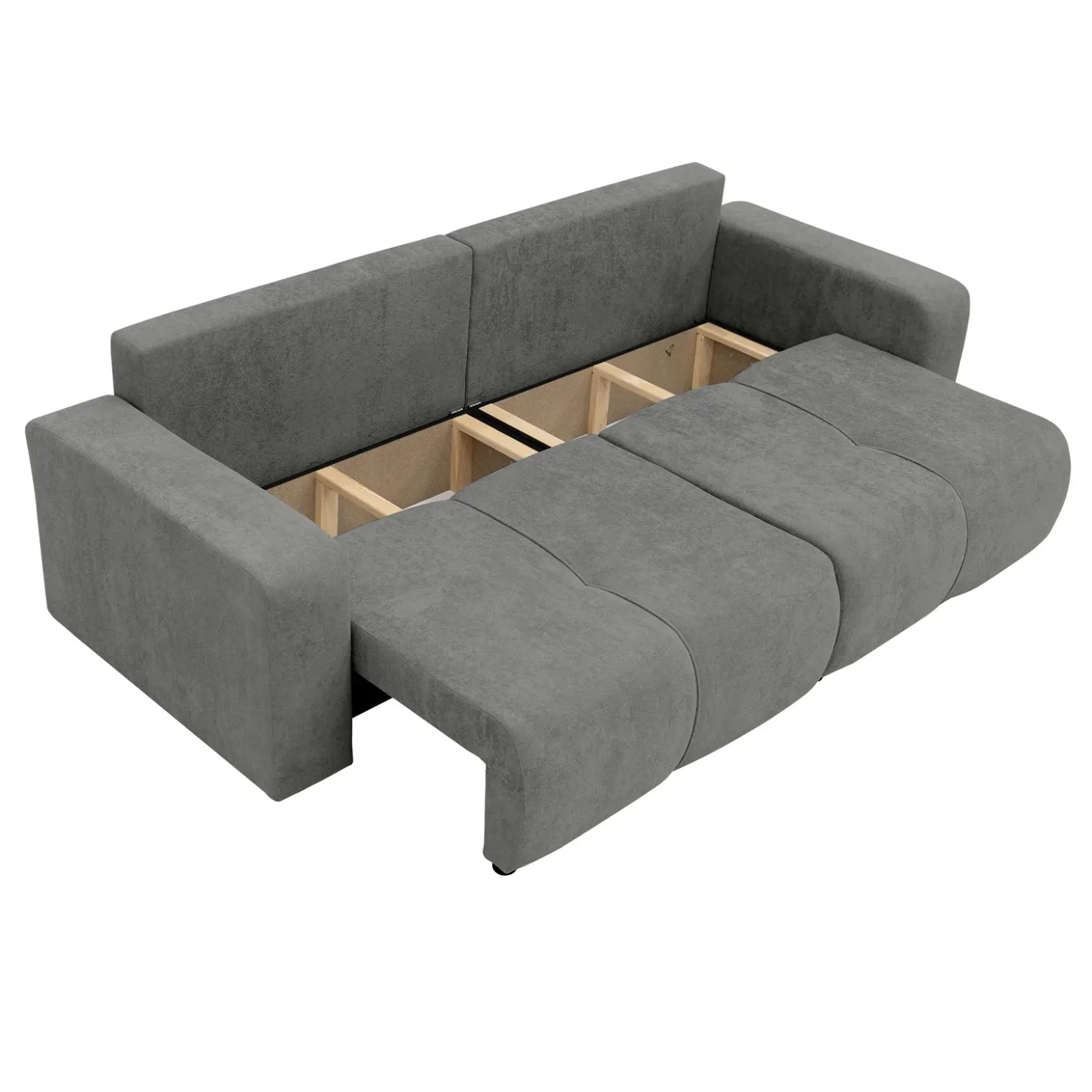 Garnero Arredamenti Divano letto 3 posti 248x90cm con contenitore in Floty Tessuto Velo Grigio Scuro Clearance