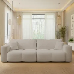 Garnero Arredamenti Divano letto 3 posti 248x90cm con contenitore in Floty Tessuto Velo Beige