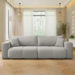 Garnero Arredamenti Divano letto 3 posti 248x90cm con contenitore in Floty Tessuto Velo Grigio Chiaro Sale