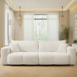 Garnero Arredamenti Divano letto 3 posti 248x90cm con contenitore in Floty Tessuto Velo Bianco Online