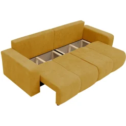 Garnero Arredamenti Divano letto 3 posti 248x90cm con contenitore in tessuto velo giallo senape Floty Tessuto Velo Senape Online