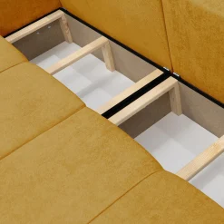 Garnero Arredamenti Divano letto 3 posti 248x90cm con contenitore in tessuto velo giallo senape Floty Tessuto Velo Senape Online