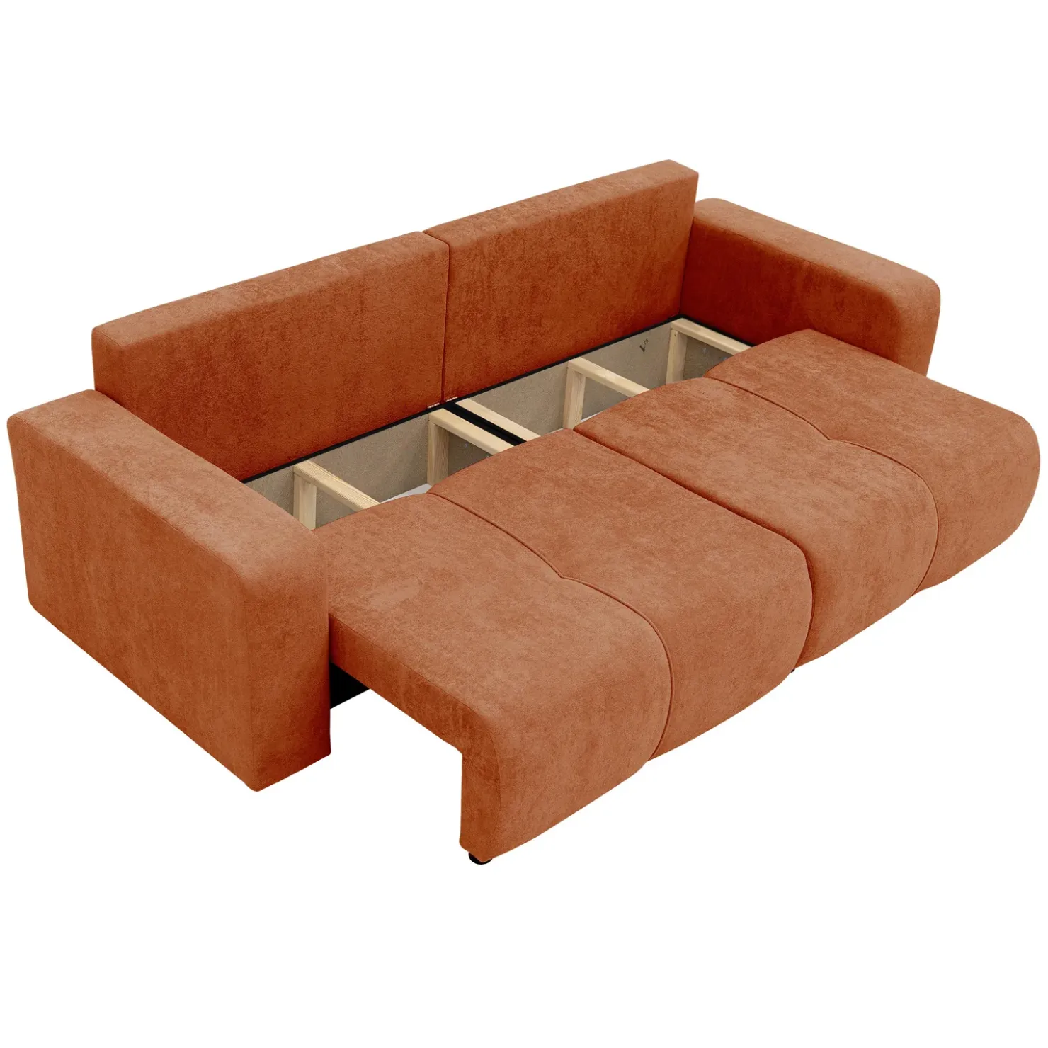 Garnero Arredamenti Divano letto 3 posti 248x90cm con contenitore in Floty Tessuto Velo Rosso Mattone Sale