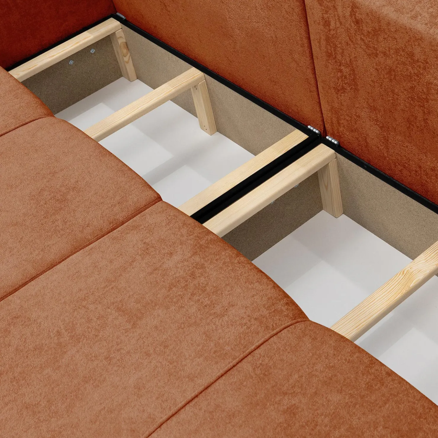 Garnero Arredamenti Divano letto 3 posti 248x90cm con contenitore in Floty Tessuto Velo Rosso Mattone Sale