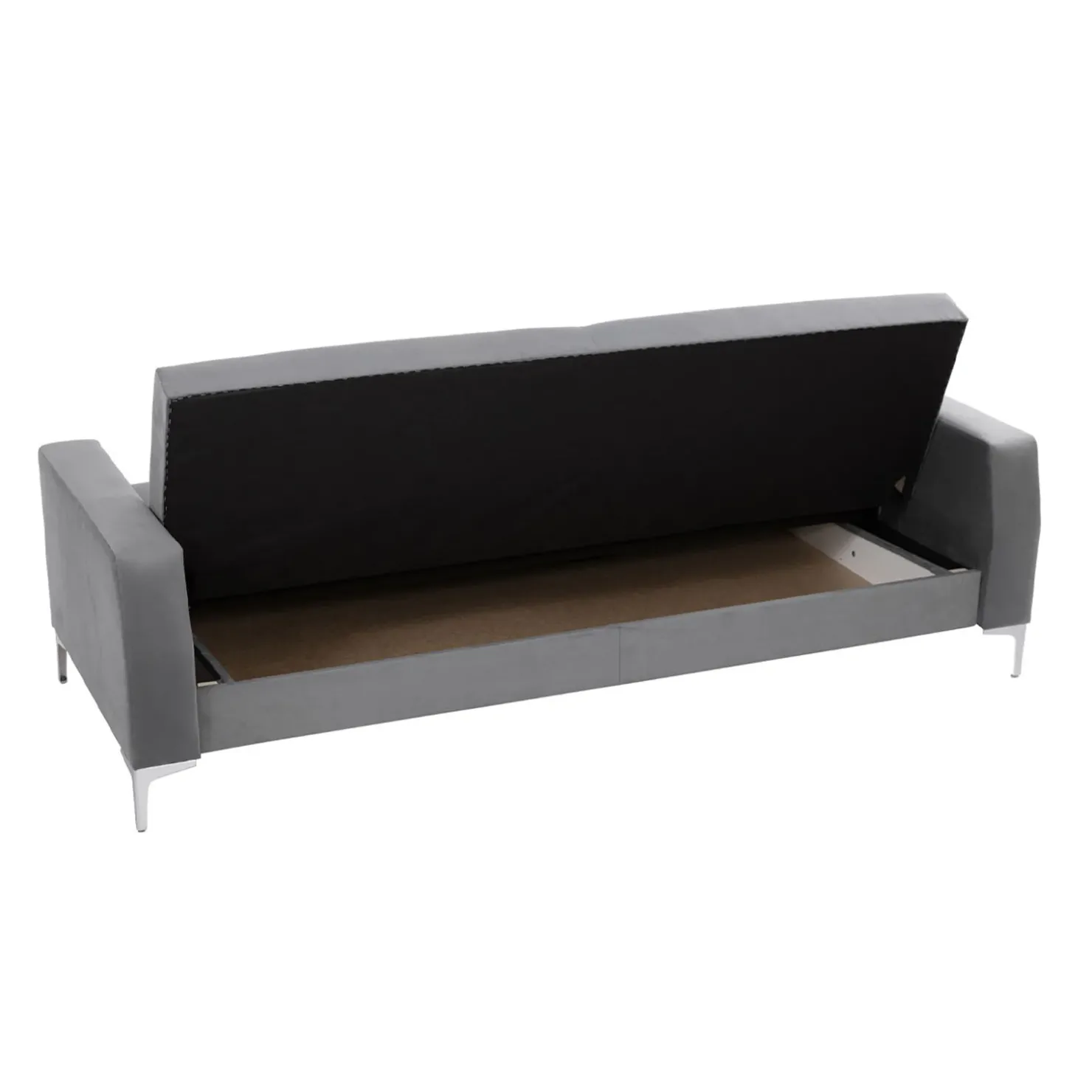 Garnero Arredamenti Divano letto 3 posti 225x87cm con box contenitore tessuto grigio Coty