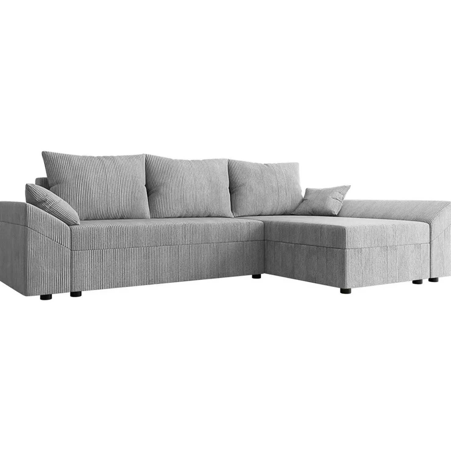 Garnero Arredamenti Divano letto 3 posti 240x145cm matrimoniale angolare velluto a coste grigio Appia Velluto Poso Grigio Clearance