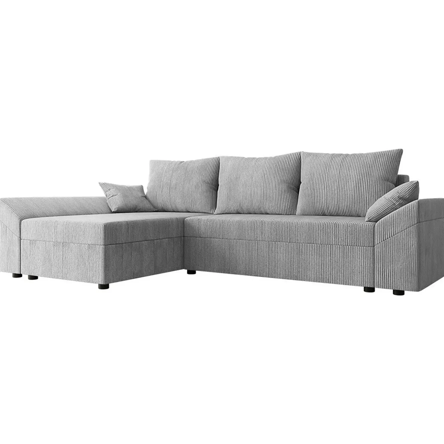 Garnero Arredamenti Divano letto 3 posti 240x145cm matrimoniale angolare velluto a coste grigio Appia Velluto Poso Grigio Clearance