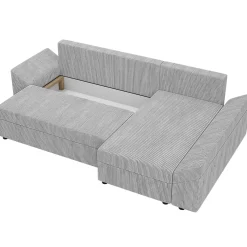 Garnero Arredamenti Divano letto 3 posti 240x145cm matrimoniale angolare velluto a coste grigio Appia Velluto Poso Grigio Clearance