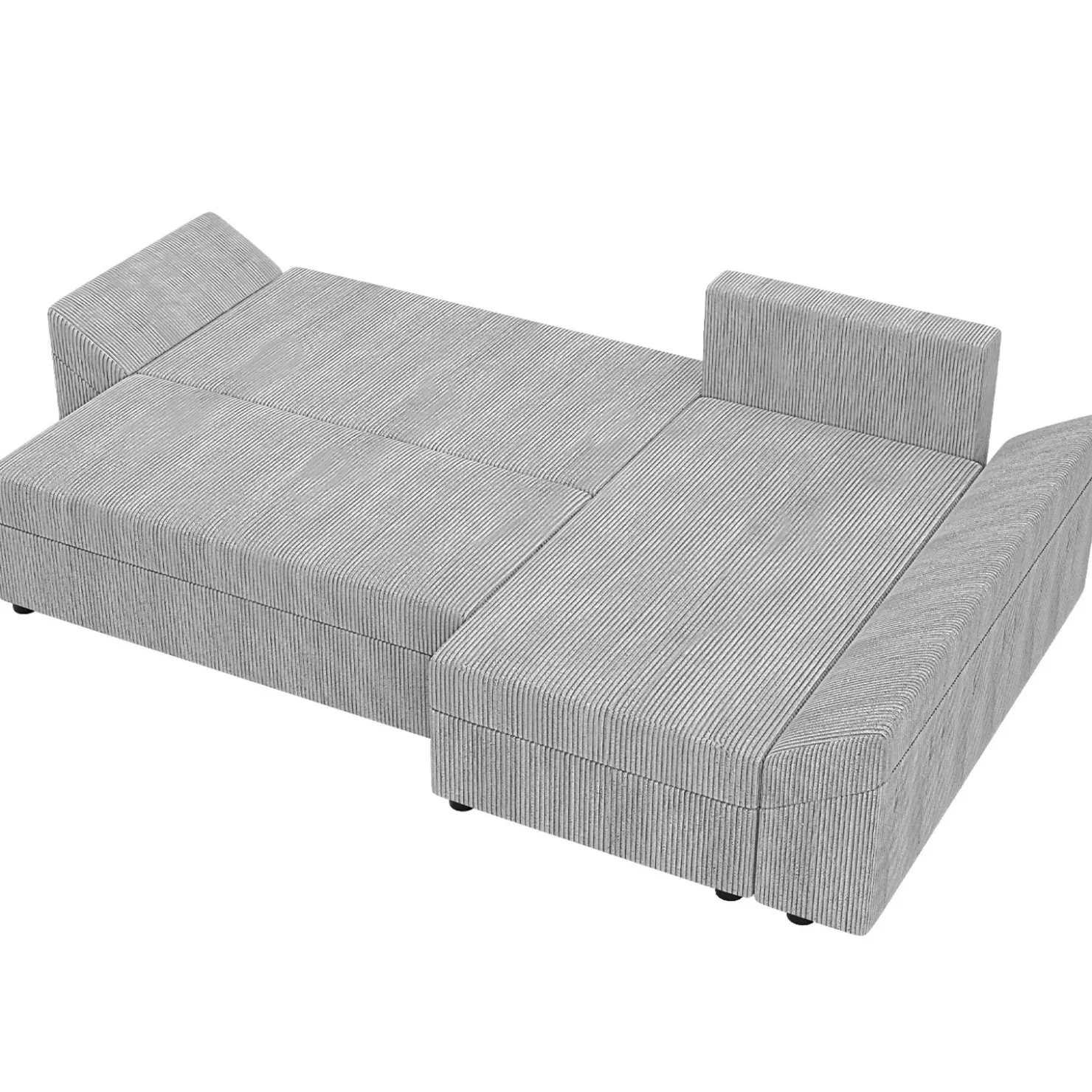 Garnero Arredamenti Divano letto 3 posti 240x145cm matrimoniale angolare velluto a coste grigio Appia Velluto Poso Grigio Clearance