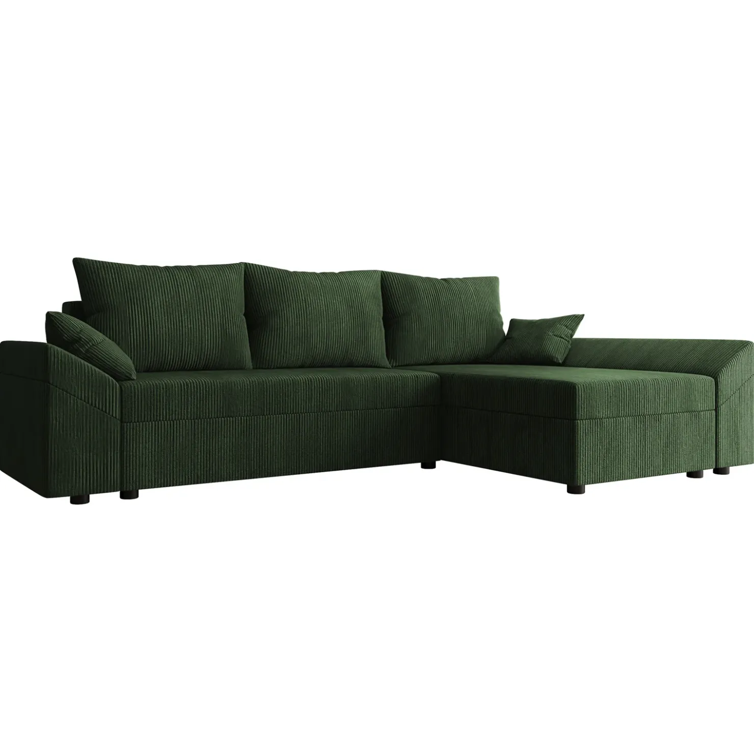 Garnero Arredamenti Divano letto 3 posti 240x145cm matrimoniale angolare velluto a coste verde Appia Velluto Poso Verde Sale