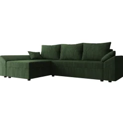 Garnero Arredamenti Divano letto 3 posti 240x145cm matrimoniale angolare velluto a coste verde Appia Velluto Poso Verde Sale