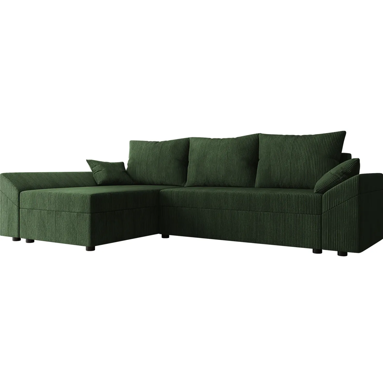 Garnero Arredamenti Divano letto 3 posti 240x145cm matrimoniale angolare velluto a coste verde Appia Velluto Poso Verde Sale