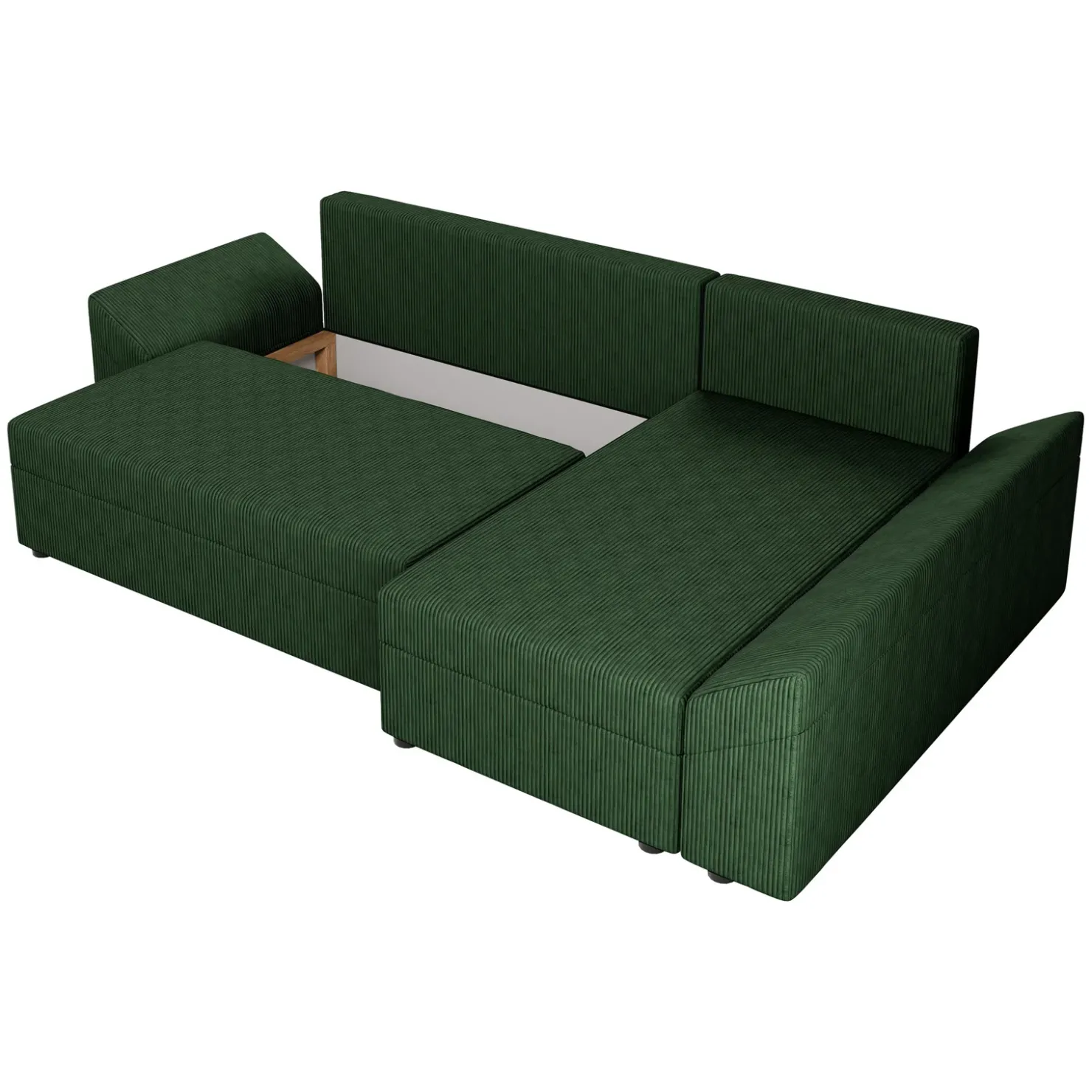 Garnero Arredamenti Divano letto 3 posti 240x145cm matrimoniale angolare velluto a coste verde Appia Velluto Poso Verde Sale