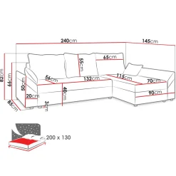 Garnero Arredamenti Divano letto 3 posti 240x145cm matrimoniale angolare velluto a coste verde Appia Velluto Poso Verde Sale