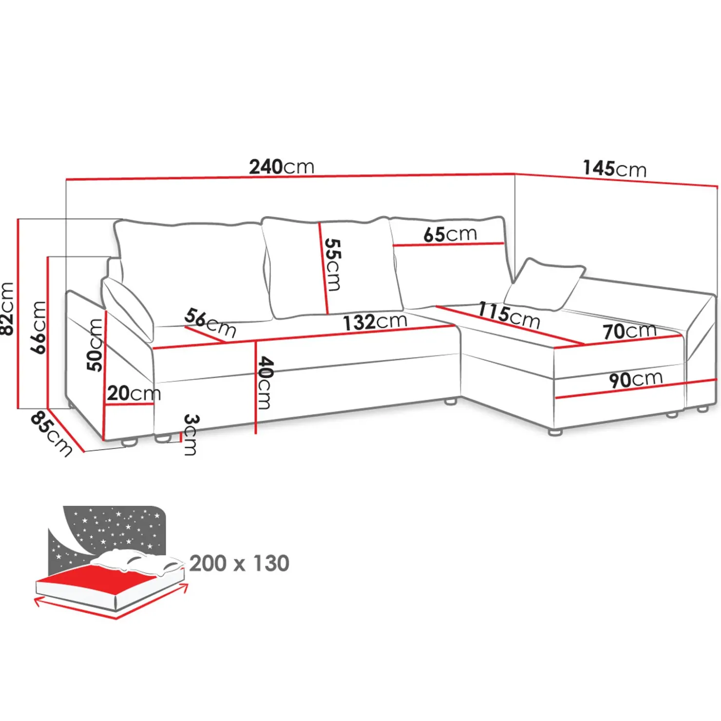 Garnero Arredamenti Divano letto 3 posti 240x145cm matrimoniale angolare velluto a coste verde Appia Velluto Poso Verde Sale
