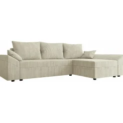 Garnero Arredamenti Divano letto 3 posti 240x145cm matrimoniale angolare velluto a coste beige Appia Velluto Poso Beige Discount