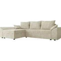 Garnero Arredamenti Divano letto 3 posti 240x145cm matrimoniale angolare velluto a coste beige Appia Velluto Poso Beige Discount