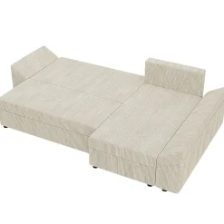 Garnero Arredamenti Divano letto 3 posti 240x145cm matrimoniale angolare velluto a coste beige Appia Velluto Poso Beige Discount