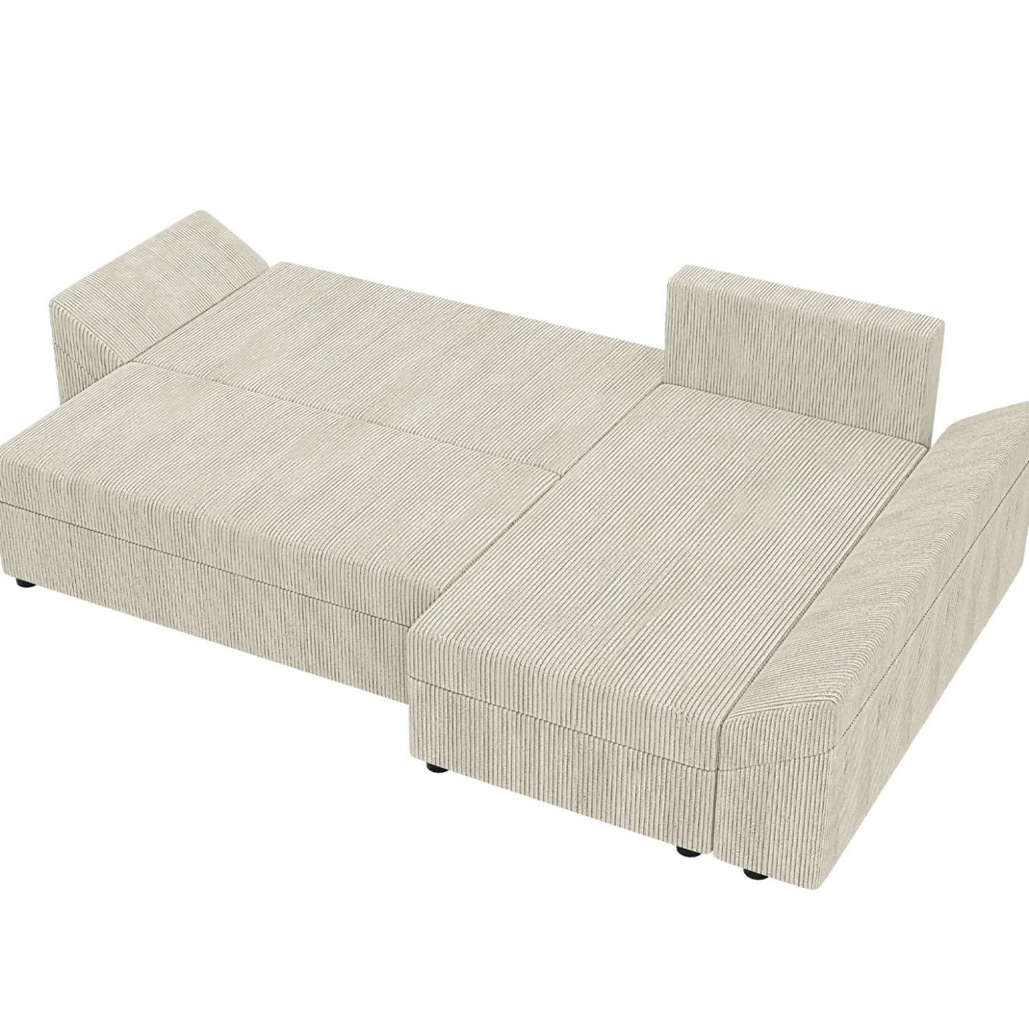 Garnero Arredamenti Divano letto 3 posti 240x145cm matrimoniale angolare velluto a coste beige Appia Velluto Poso Beige Discount