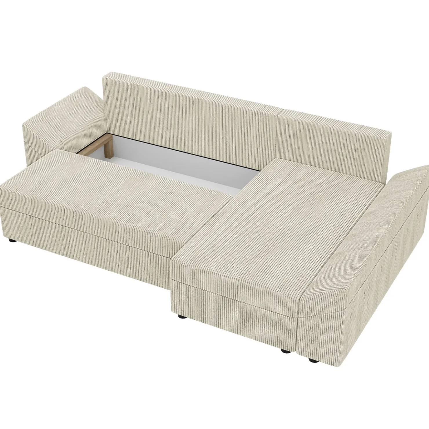 Garnero Arredamenti Divano letto 3 posti 240x145cm matrimoniale angolare velluto a coste beige Appia Velluto Poso Beige Discount