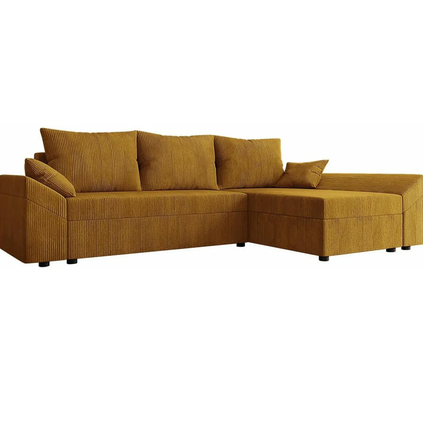 Garnero Arredamenti Divano letto 3 posti 240x145cm matrimoniale angolare velluto a coste senape ocra Appia Velluto Poso Senape Sale