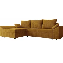 Garnero Arredamenti Divano letto 3 posti 240x145cm matrimoniale angolare velluto a coste senape ocra Appia Velluto Poso Senape Sale