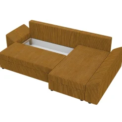 Garnero Arredamenti Divano letto 3 posti 240x145cm matrimoniale angolare velluto a coste senape ocra Appia Velluto Poso Senape Sale