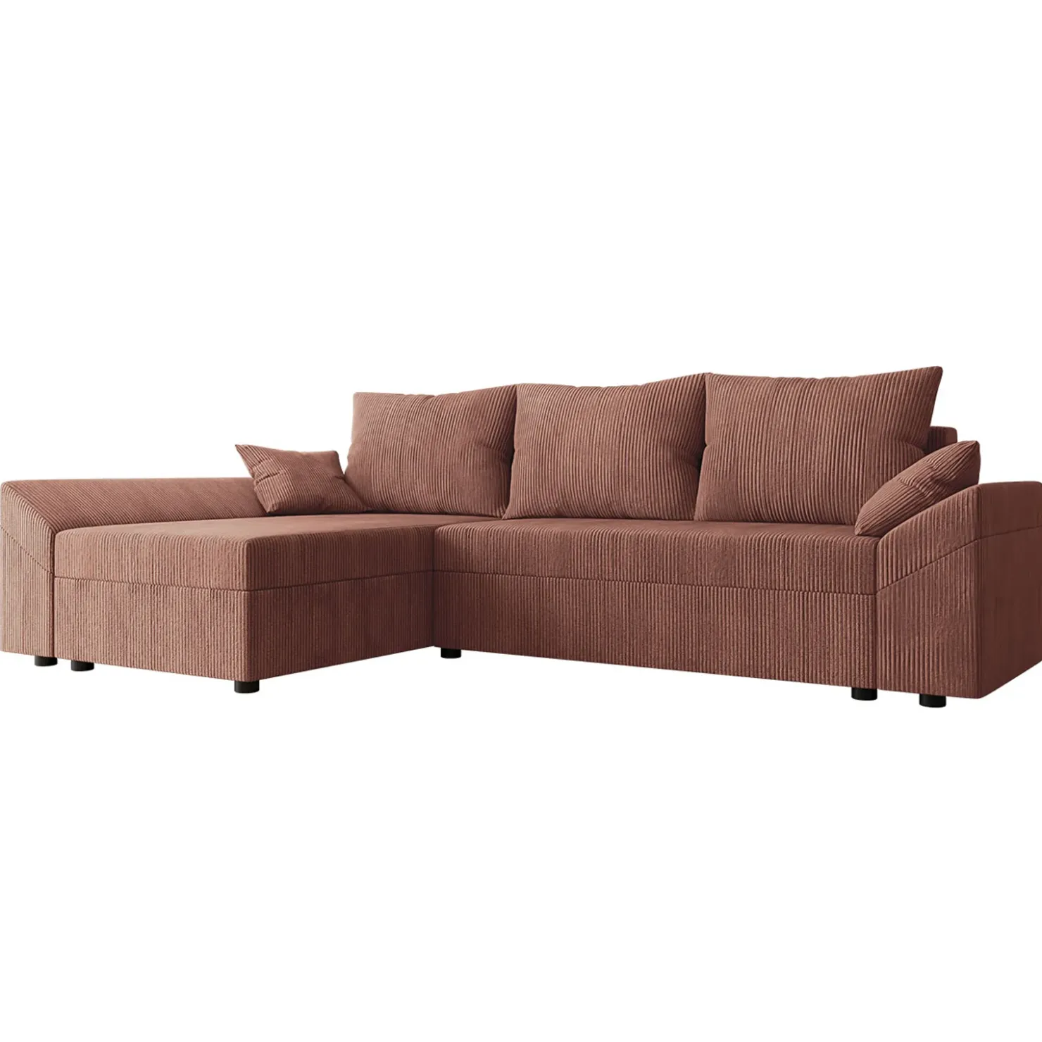 Garnero Arredamenti Divano letto 3 posti 240x145cm matrimoniale angolare velluto a coste rosa Appia Velluto Poso Rosa Clearance