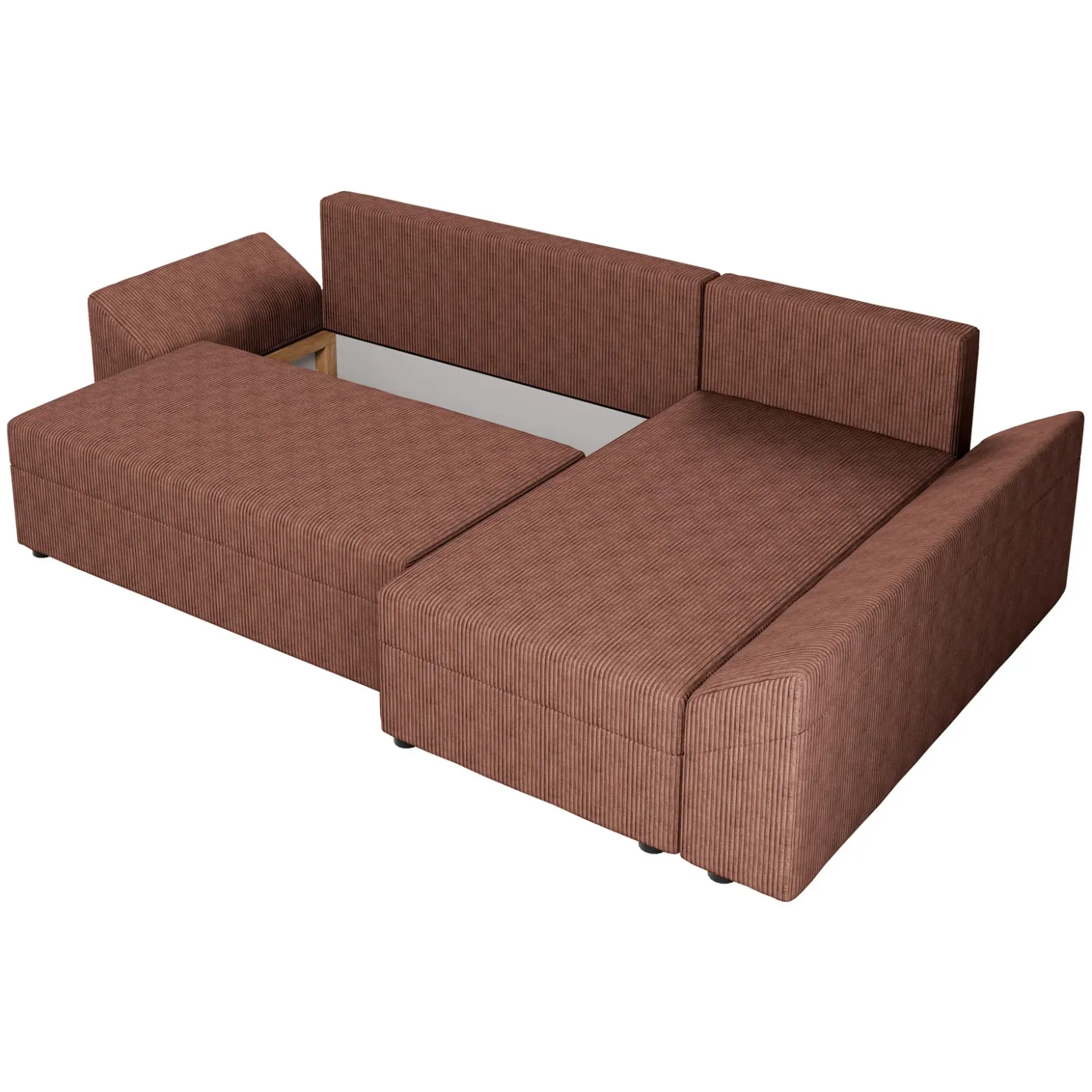 Garnero Arredamenti Divano letto 3 posti 240x145cm matrimoniale angolare velluto a coste rosa Appia Velluto Poso Rosa Clearance